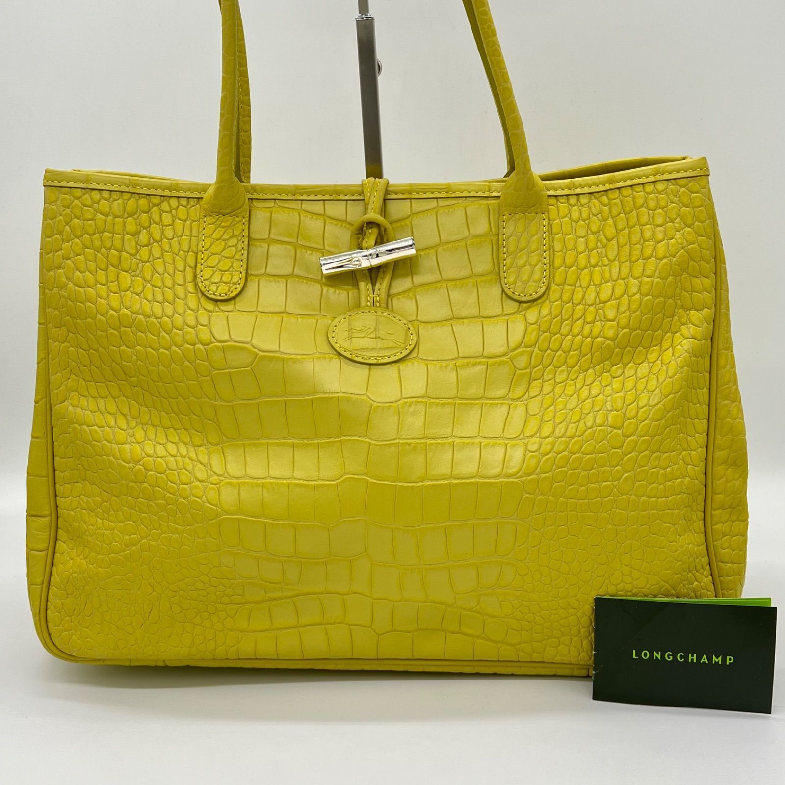 ✨️美品✨️LONGCHAMP ロゾ クロコ型押し トートバッグ イエロー 