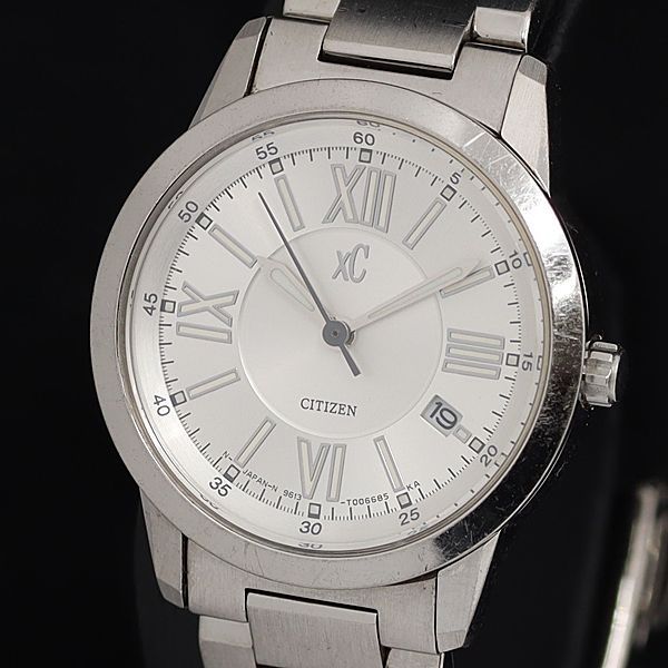稼動 シチズン クロスシー 9613-T002391 QZ シルバー文字盤 デイト レディース腕時計 OWD 2000000 NSK