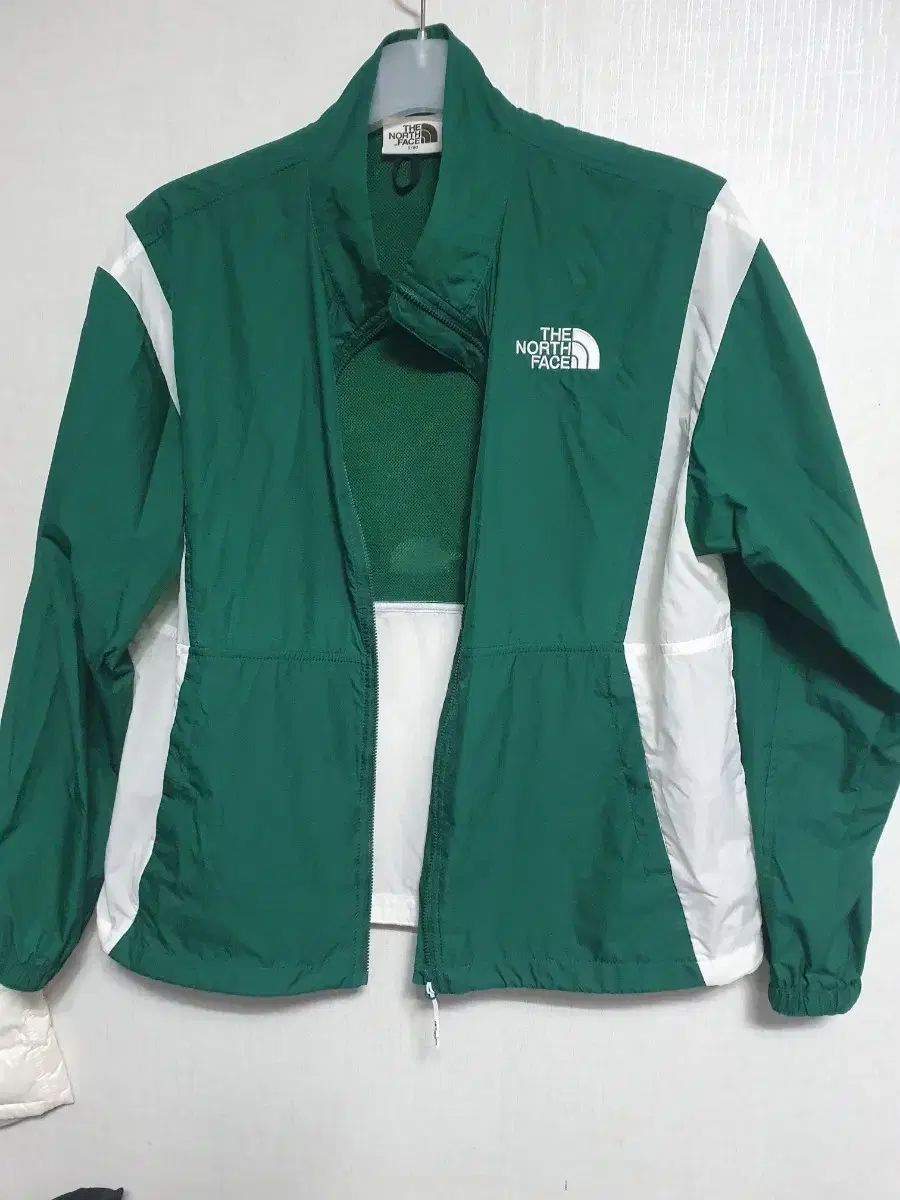 ウィメンズノースフェイス グリーン ホワイト ウィンドブレーカー
