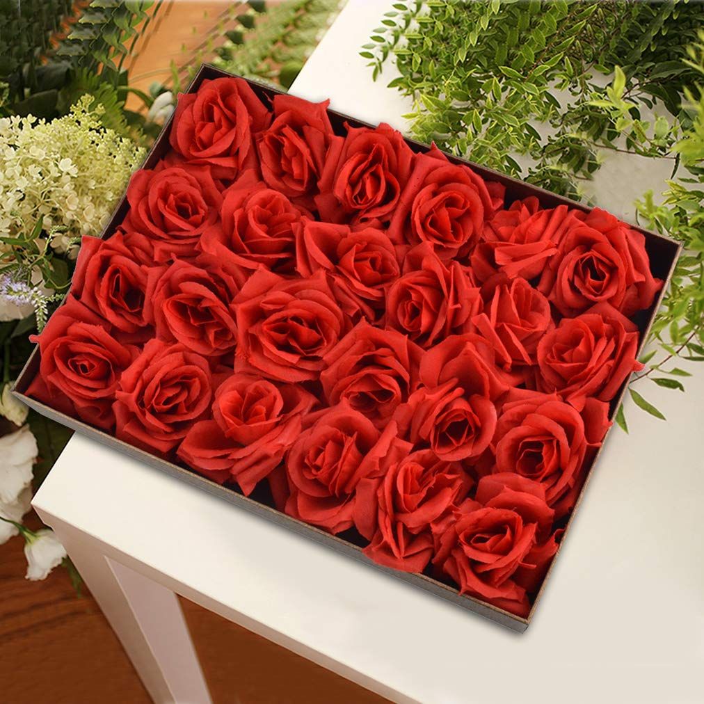 在庫処分 バラ 造花 50本 cnomg 直径8cm 母の日 プロポーズ 結婚式 誕生日 お祝い 演出にローズ 装飾 DIY材料 レッド WWW_OLIVIERBERNSTEIN_COM