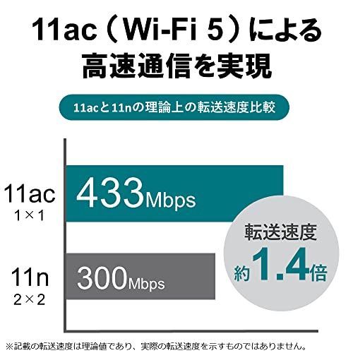 バッファロー WiFi 無線LAN 子機 USB2.0用 11ac/n/a/g/b 433Mbps ビームフォーミング機能搭載 日本メーカー W