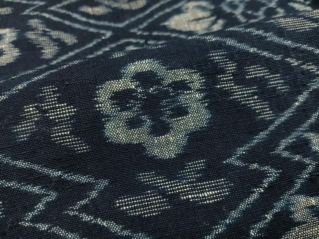 平和屋着物▽極上 久留米絣 単衣 葡萄蔦の葉文 綿 逸品