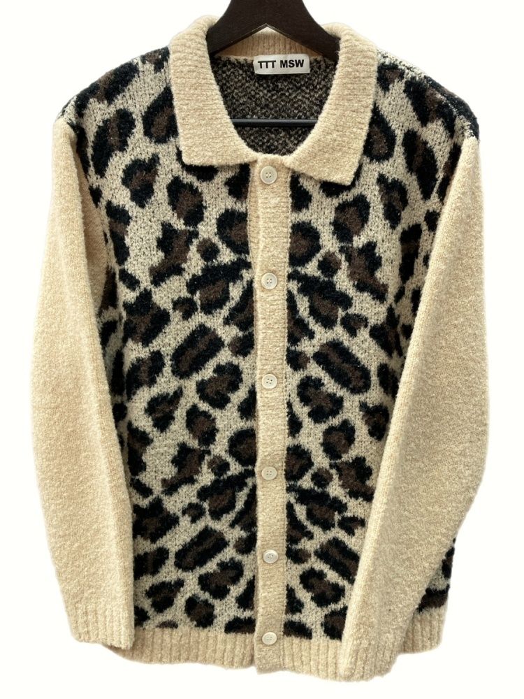 ティーモダンストリートウエア TTT MSW 21AW LEOPARD KNIT CARDIGAN ニット アクリル ウール ナイロン フロントボタン TTT-2021AW-KT08 カーディガン ヒョウ柄・レオパード柄 ベージュ Mサイズ 104MT-567