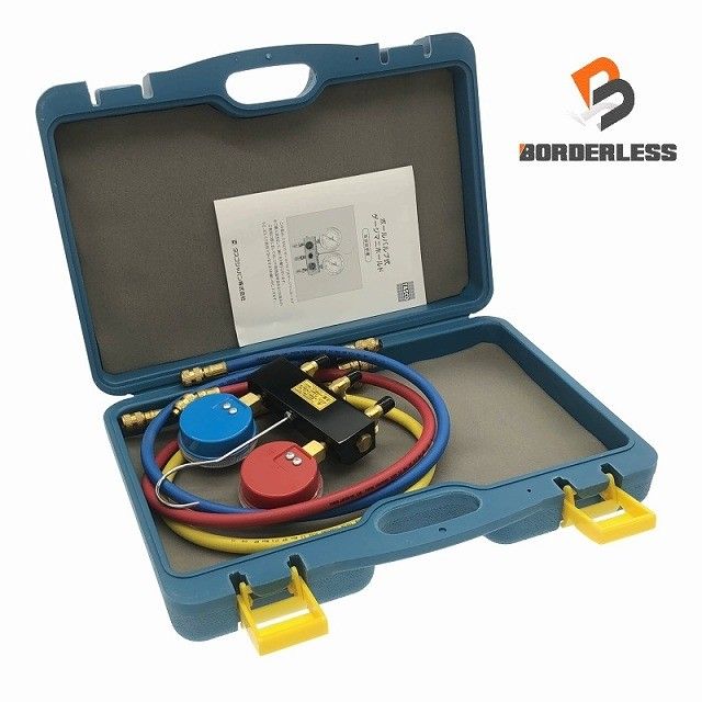 TASCO タスコ ボールバルブ式 ゲージマニホールド TA141 TA140 ホース ケース付 連成計 圧力計 真空引き 115133