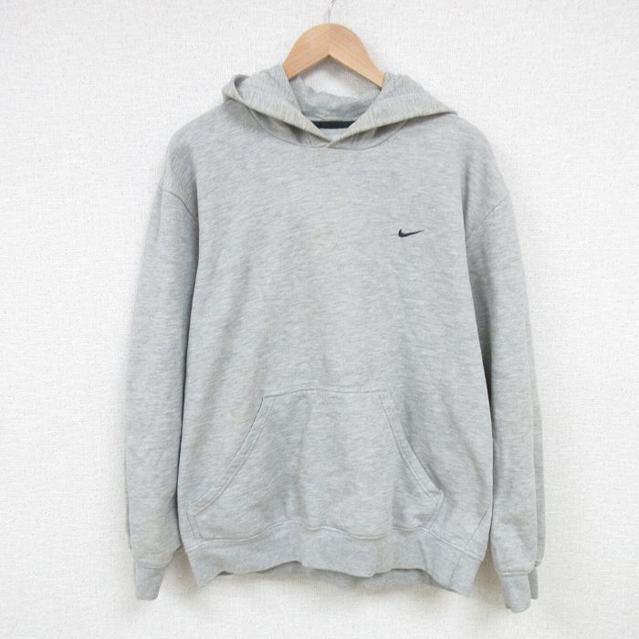 XL/古着 ナイキ NIKE 長袖 スウェット パーカー メンズ 00s ワンポイントロゴ グレー 霜降り 25feb27 中古 スエット トレーナー トップス