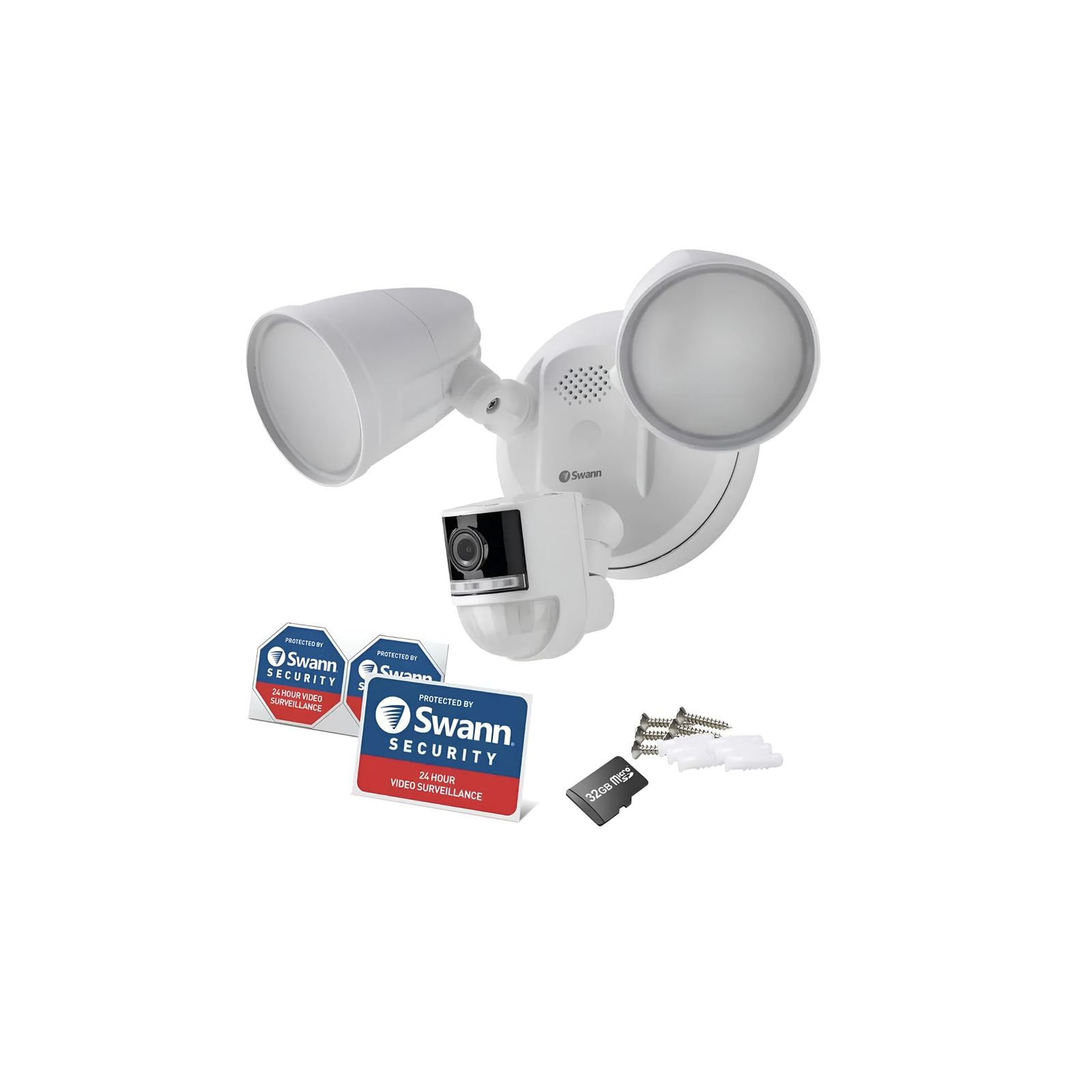 日本正規代理店品 Swann 4K WiFiカメラ フラッシュライト搭載 セキュリティカメラ 熱検知 動作検知機能 双方向通話 IP65 屋外 防犯カメラ SWIFI-4KFLOCAM