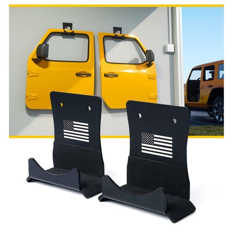 Jeep ジープ Wrangler 1956-2025対応 壁掛け式ドアフック ストレージフック 2個セット ブラック