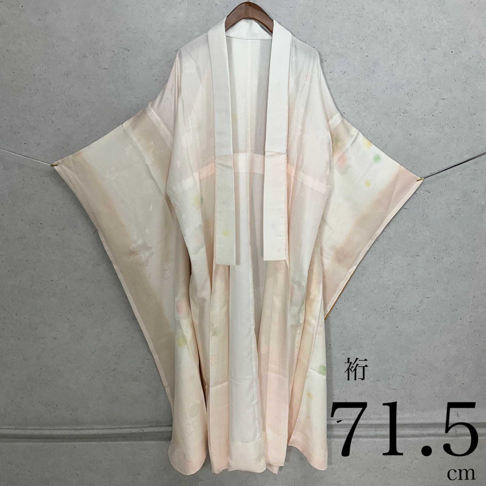 ◆kimono+one◆未使用同然◆振袖長襦袢◆単衣◆居敷当て付き◆袖無双◆仕付け糸付き◆衣紋抜き付き◆白半衿付き◆裄長◆裄71.5肩丈140◆着物帯振袖袋帯礼装成人式結婚式振袖襦袢◆S1135