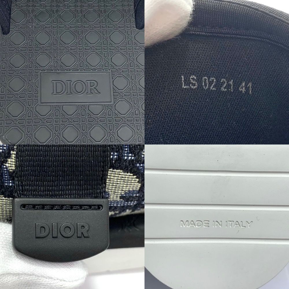 26cm全長Dior ディオール サンダル ALPHA オブリーク ジャカード ロゴ 総柄 バイカラー ラバソール 靴 3SA081YXV_H961 ラバー    ブラック 黒 ホワイト 白 メンズ 美品【品】