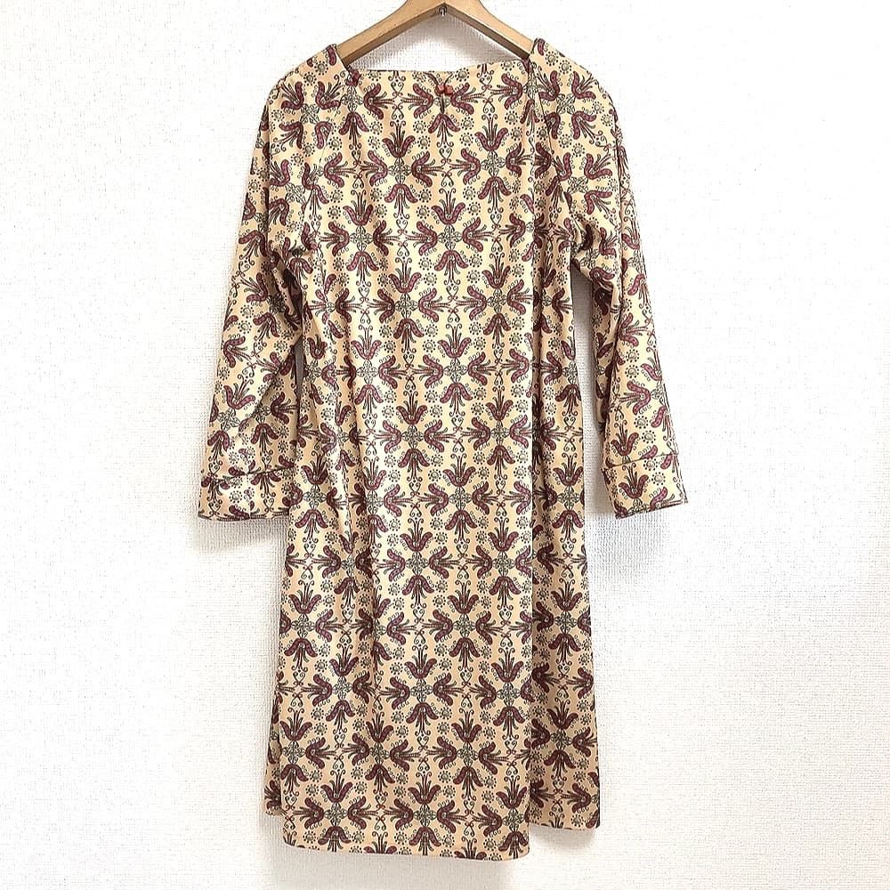 【未使用】ホコモモラ シビラ フラワーロングワンピース ポケット 襟付き 長袖 未使用】ホコモモラ シビラ フラワーロングワンピース ポケット 襟付き