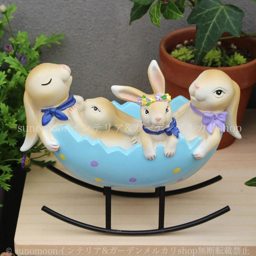 お洒落 子ウサギ 動物 かわいい 庭の装飾 ガーデン プラスチック インテリア アニマル 庭 ウサギ 家族 揺れる 4-7 ガーデンインテリア ゆりかご ガーデンオブジェ 雑貨 うさぎ ガーデン雑貨 ガーデニング おしゃれ