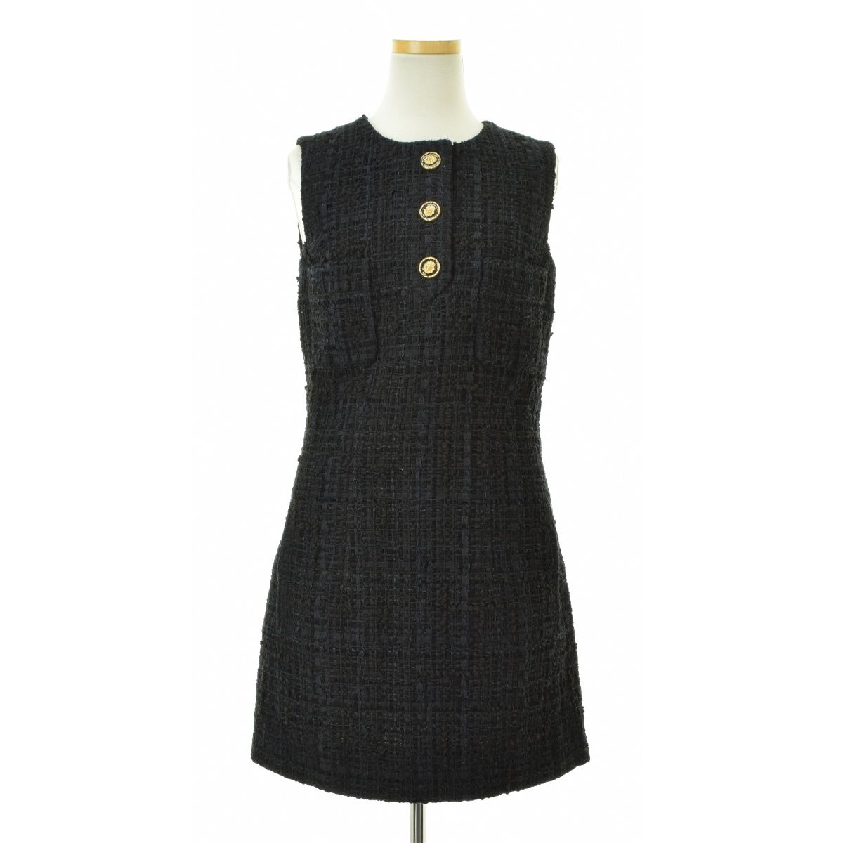 CHANEL ノースリーブ　ツイード　ワンピース 34 CHANEL】P71094 V62492 ツイードドレスノースリーブワンピース
