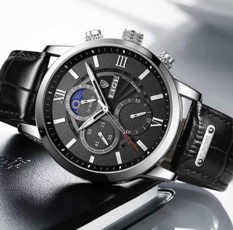 新品未使用】LIGEクロノグラフ正規品アンティーク紳士メンズ腕時計 