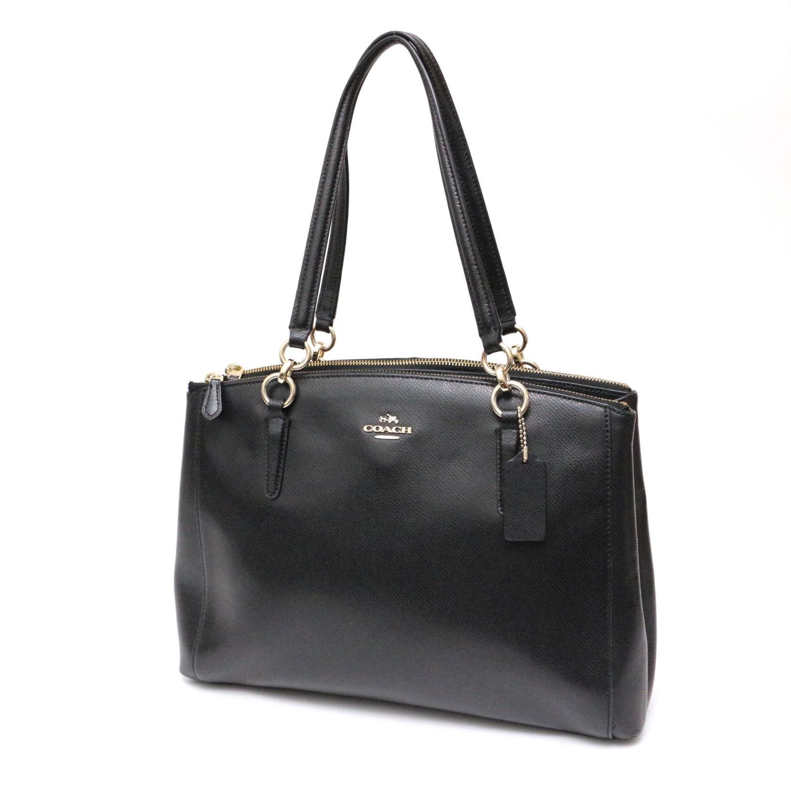 COACH ブラックレザーショルダーバッグ コーチ 36606 2way ショルダーバッグ ハンドバッグ A4 ビジネス