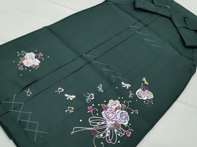 平和屋着物●女性 行灯袴 総刺繍 花唐草文 高麗納戸色 卒業式 洗える着物 CAAU9744vf