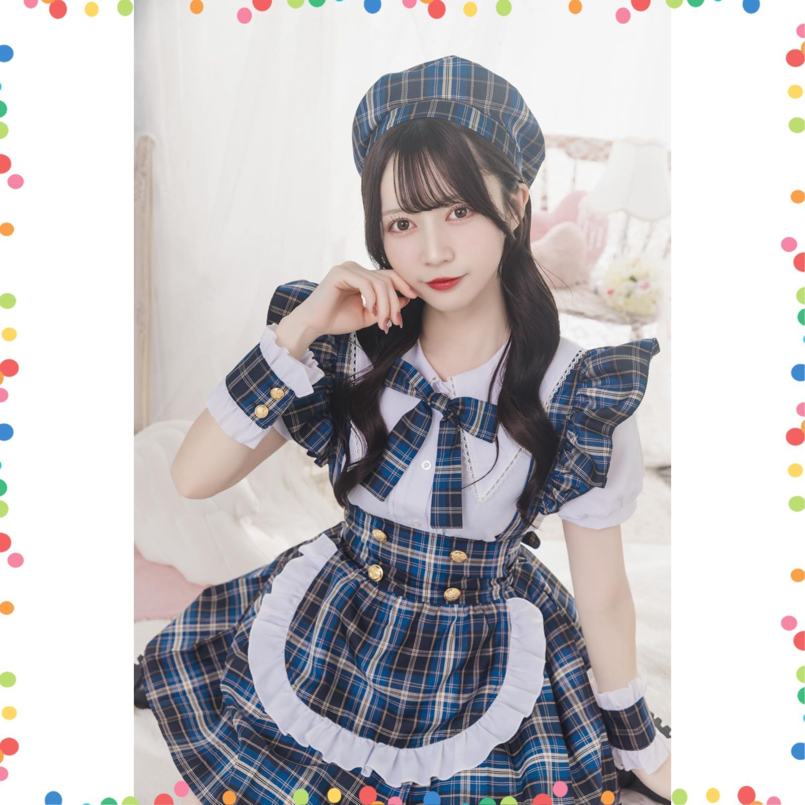 【史上最も激安】 在庫処分 レディース アイドルチェックメイド ハロウィン ネイビー コスプレ リリカルパレット クリアストーン Clearstone バラ売り可