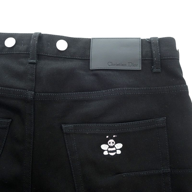 Dior homme ストレッチ　デニム　パンツ　32 ブラック　kaws 黒 ディオール/DIOR 19SS KAWS BEE刺繍デニムパンツ ブラック