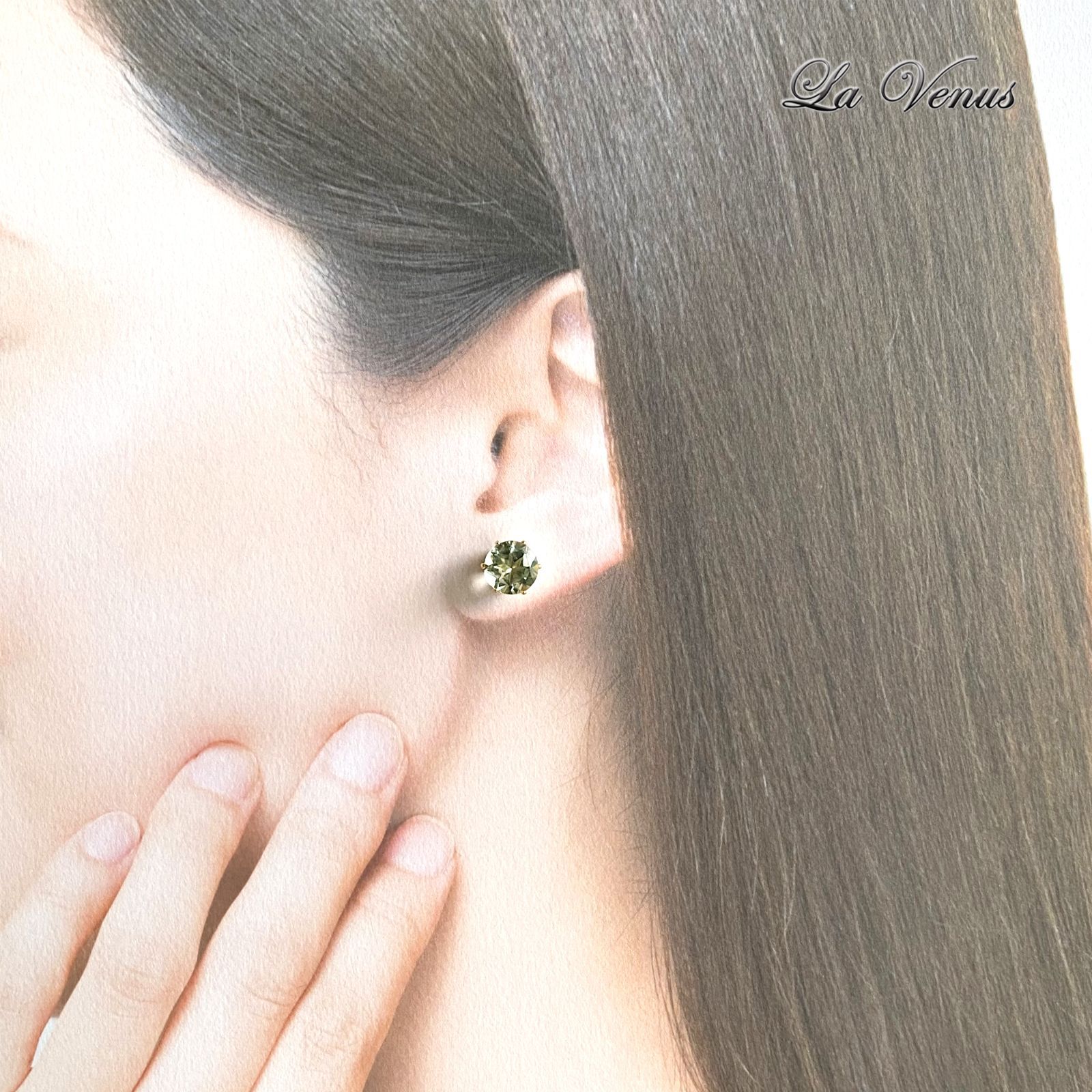 ✴︎つけっぱなしOK✴︎ 天然 グリーンアメジスト ピアス 大粒 8mm 316