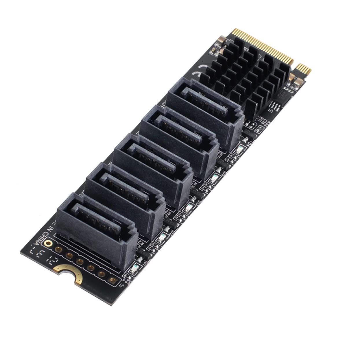 【数量限定】6Gbps5ポートアダプターコンバーターハードドライブ拡張カードJMB5852280 PCIExpressからSATA3.0 M-Key NVME NGFF NFHK