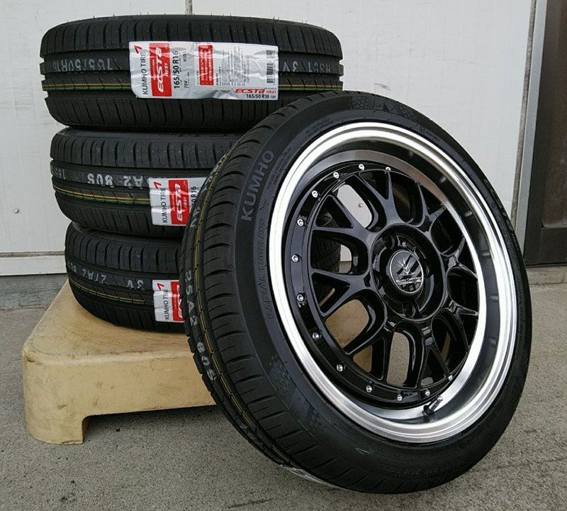 軽自動車 タイヤホイールセット 新品4本セット NBOX タント デイズ ワゴンR ムーブ クムホHS51 165/40R16 165/45R16  165/50R16 16インチ BD00 - メルカリ