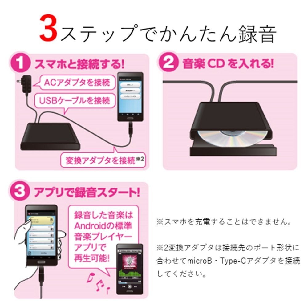 CDドライブ スマホ