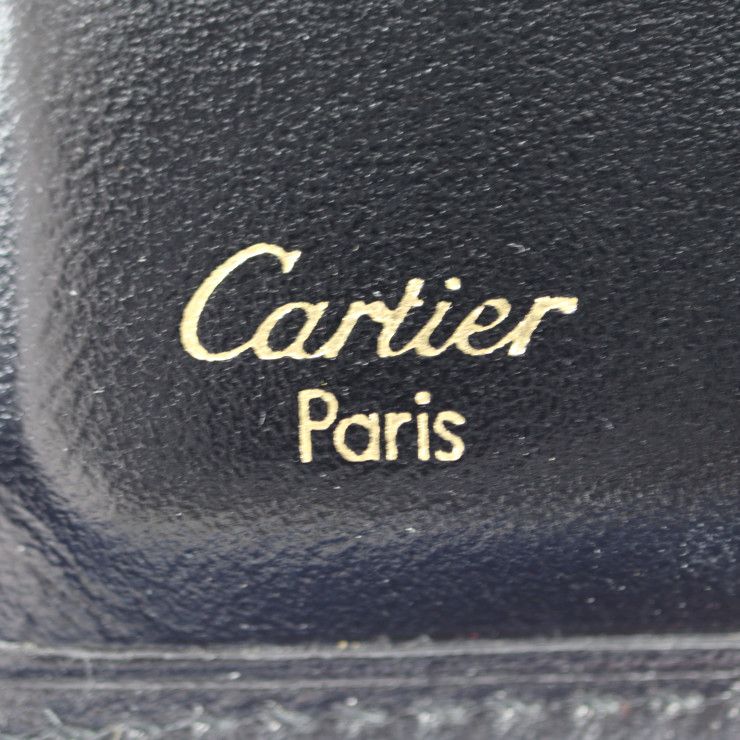 CARTIER カルティエ パシャ  二つ折り財布 L3000128   カーフレザー ブラック ゴールド金具  札入れ 【本物保証】