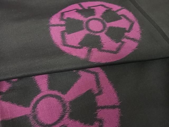 平和屋着物○伊勢崎銘仙 紬 源氏車文 証紙付き 正絹 逸品 AAAY1584np 平和