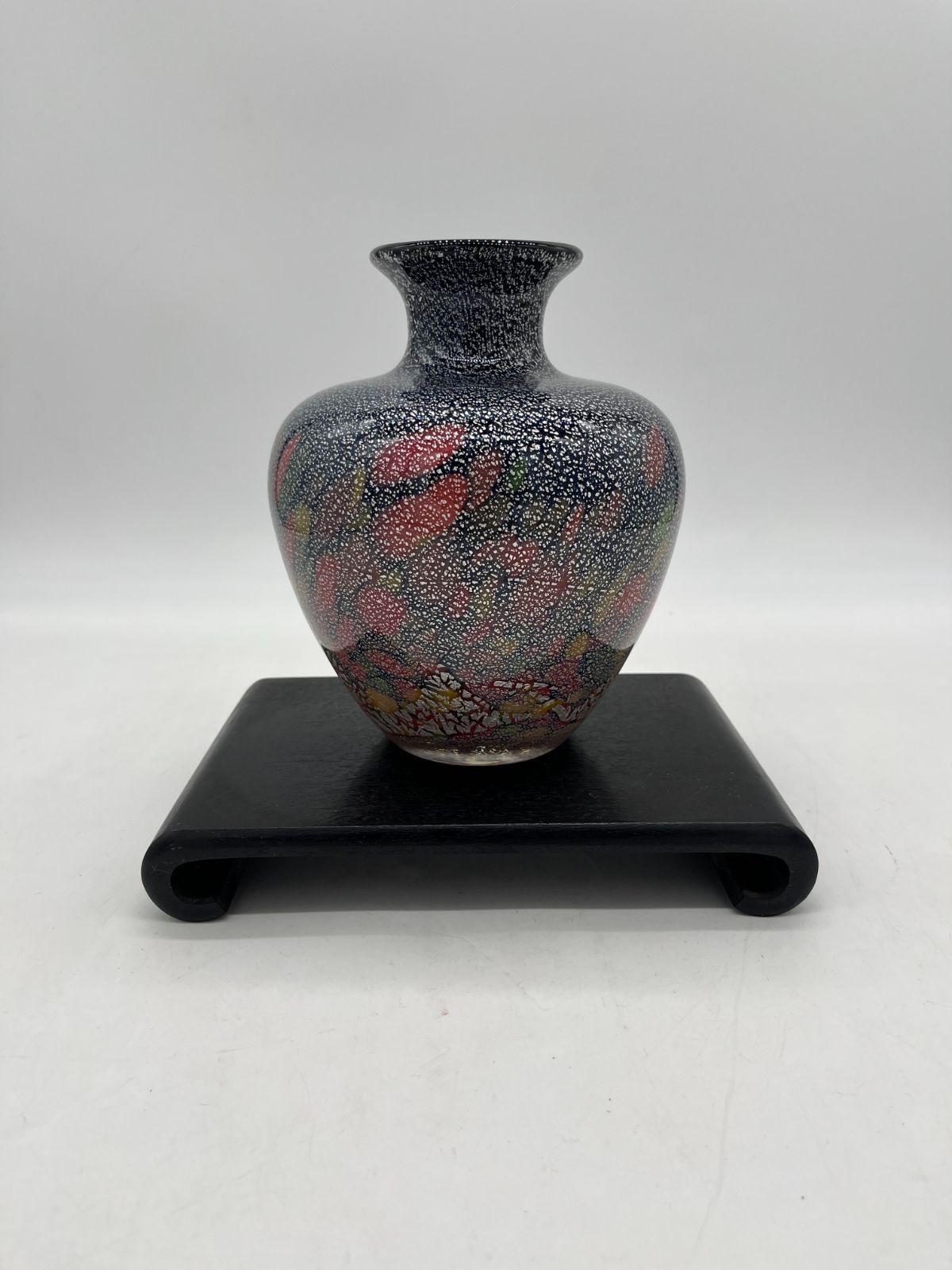 KURATA Craft Glass 壺 花瓶 花器 ふじ印 台座 ガラス製
