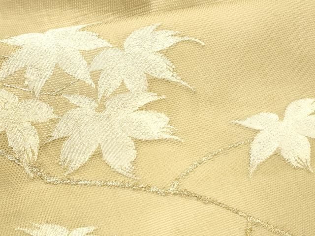 平和屋着物＊夏物 九寸名古屋帯 枝葉文 銀糸 正絹 逸品 DAAW1893cm