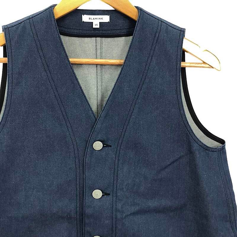 【美品】  BLAMINK / ブラミンク | 2024SS | デニムボタンベスト | 36 | ネイビー | レディース 美品】 BLAMINK / ブラミンク | 2024SS | デニムボタンベスト | 36