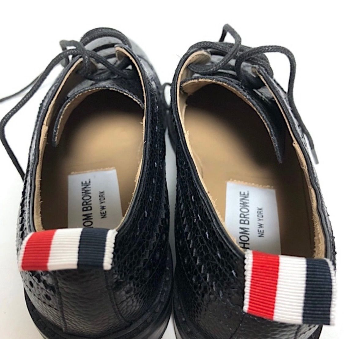 短納期定価 ￥71,500！【極美品】THOM BROWNE トムブラウン キッズ クラシック ウィングチップシューズ 32/8才 ドレスシューズ フォーマル 男の子 卒業 卒園 入学 結構式 パーティー 2A48 スニーカー 着脱簡単