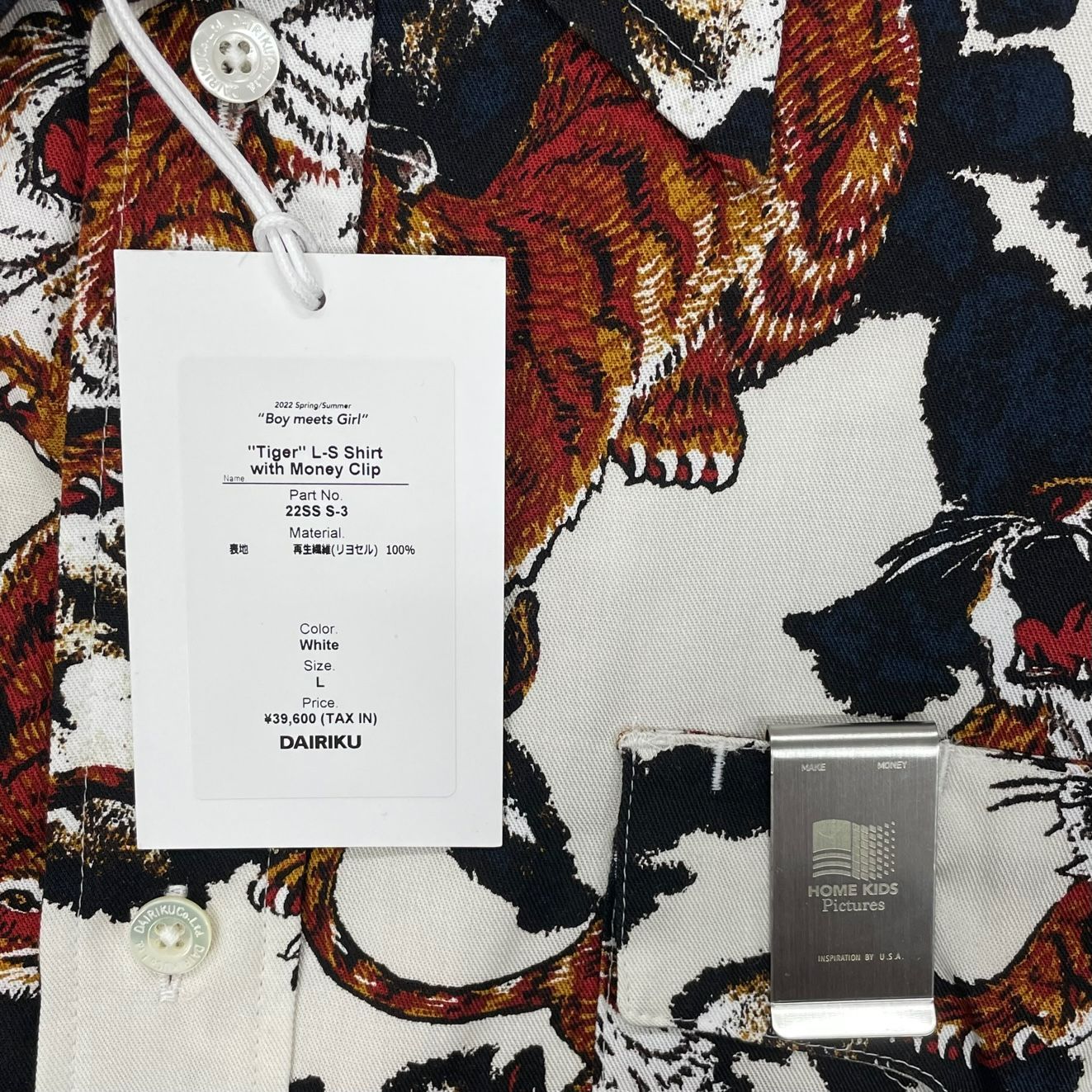DAIRIKU Tiger LS Shirt with Money Clip タイガー ロング DAIRIKU Tiger LS Shirt with Money Clip タイガー ロング