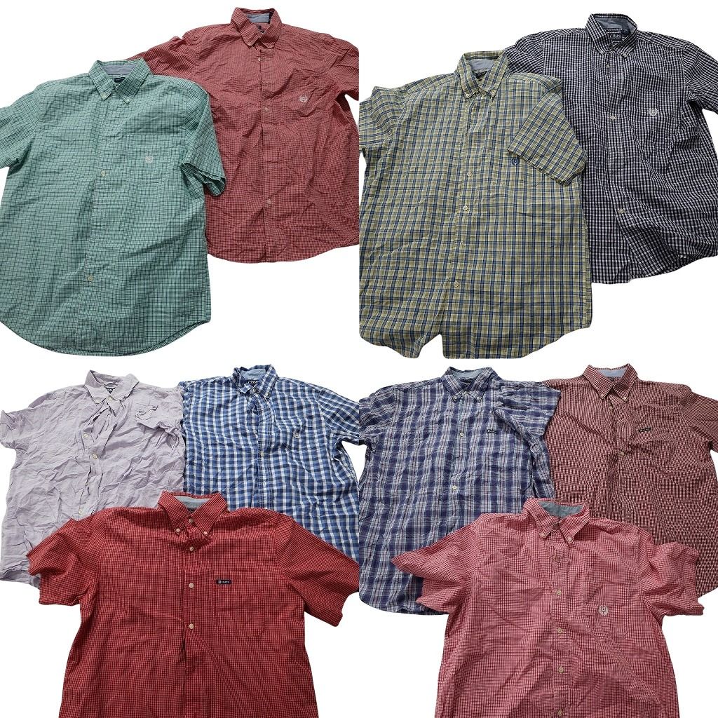 古着卸 チャップス CHAPS 半袖シャツ 10枚セット メンズ Ｍ マドラスチェック タータン ボタンダウン 古着 NA3073