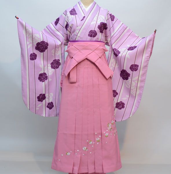 二尺袖 着物 袴フルセット 百花斉放 袴変更可能 着物丈は着付けし易い 