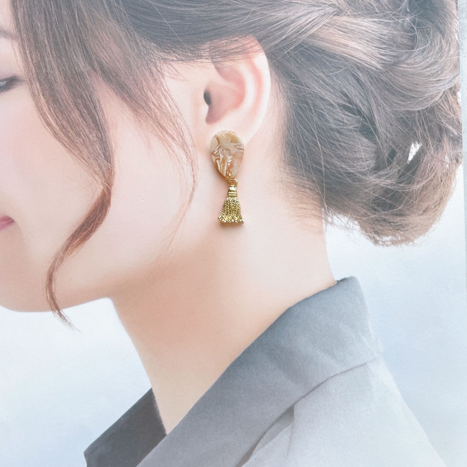 No.351 タッセル ハンドメイド ピアス イヤリング - メルカリ