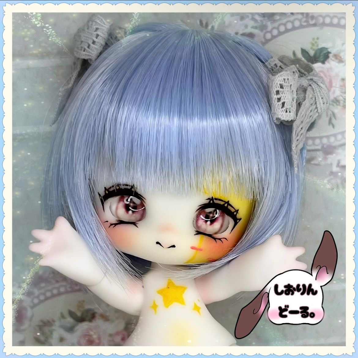 6-85「プリティーハロウィン」シーグラスアート ハロウィン うさぎ 鳥