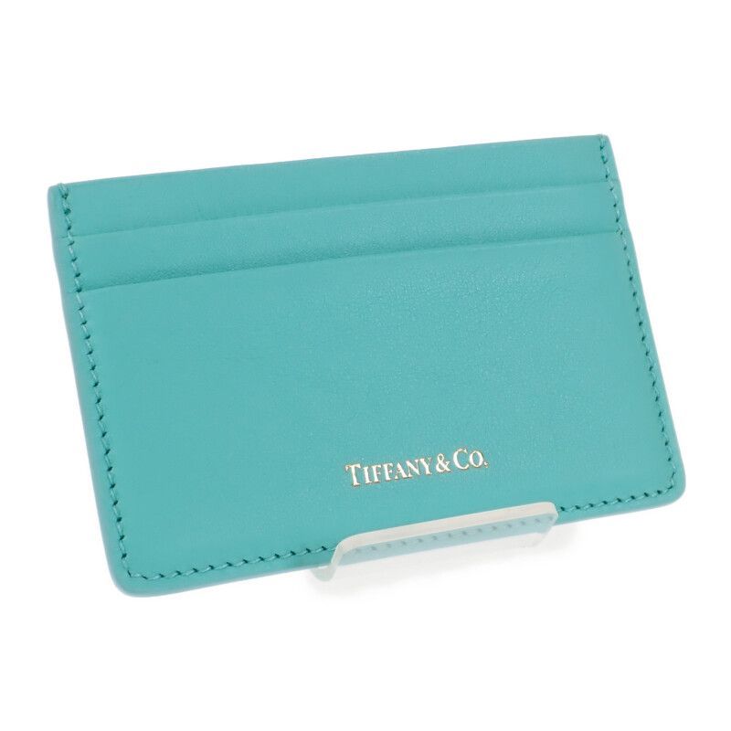 TIFFANY-Co. カードホルダー 名刺入れ カードケース レザー ブルー レディース