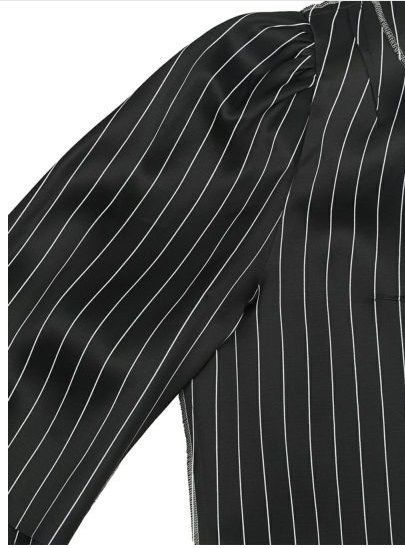 MM6 ストライプパフスリーブシャツ MM6 Maison Margiela ロゴ ストライプ シャツ | ブルー | FARFETCH JP