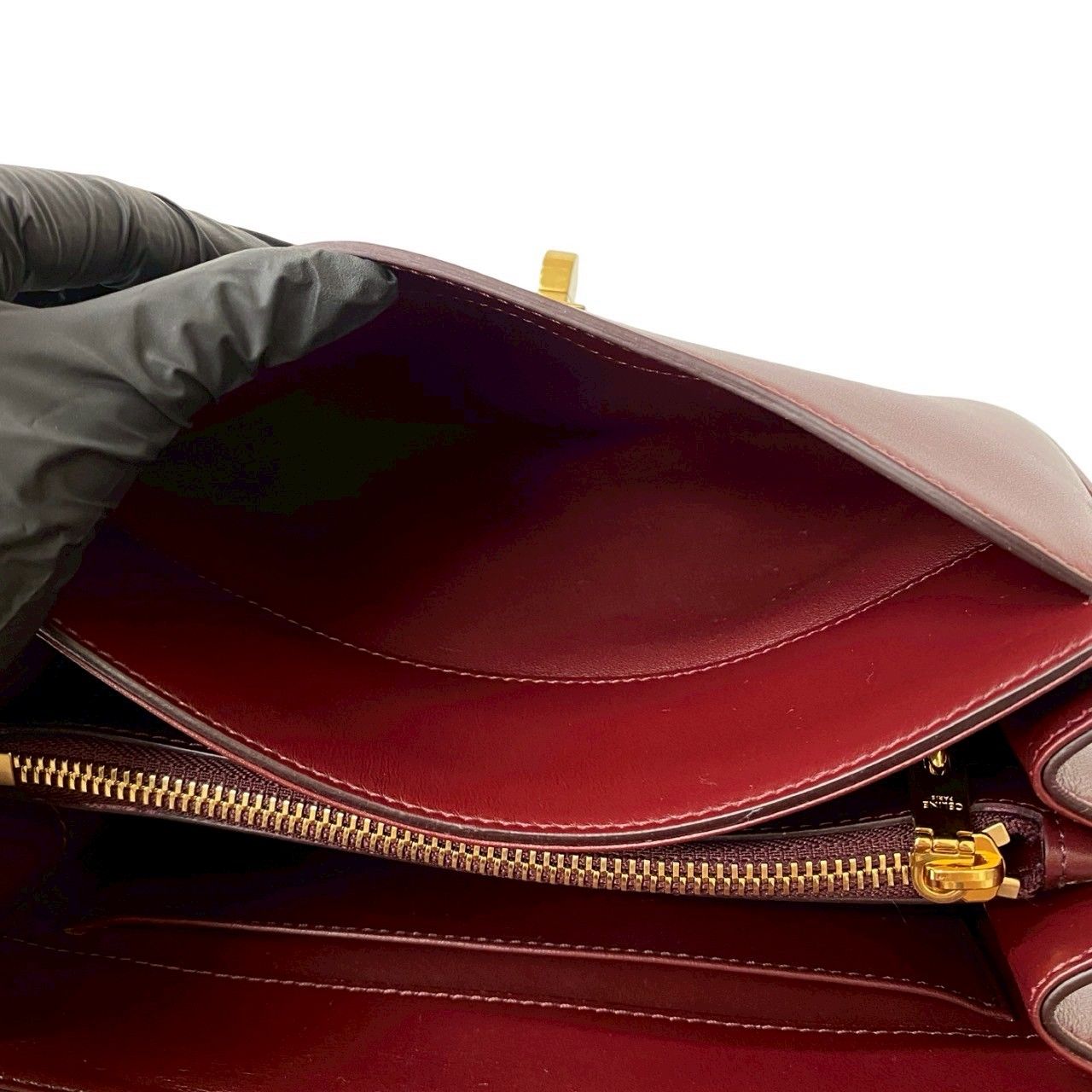 極 美品 セリーヌ ロゴ レザー ターンロック 2way ショルダーバッグ 極 美品 袋付 CELINE セリーヌ 16セーズ スモール ロゴ ターンロック