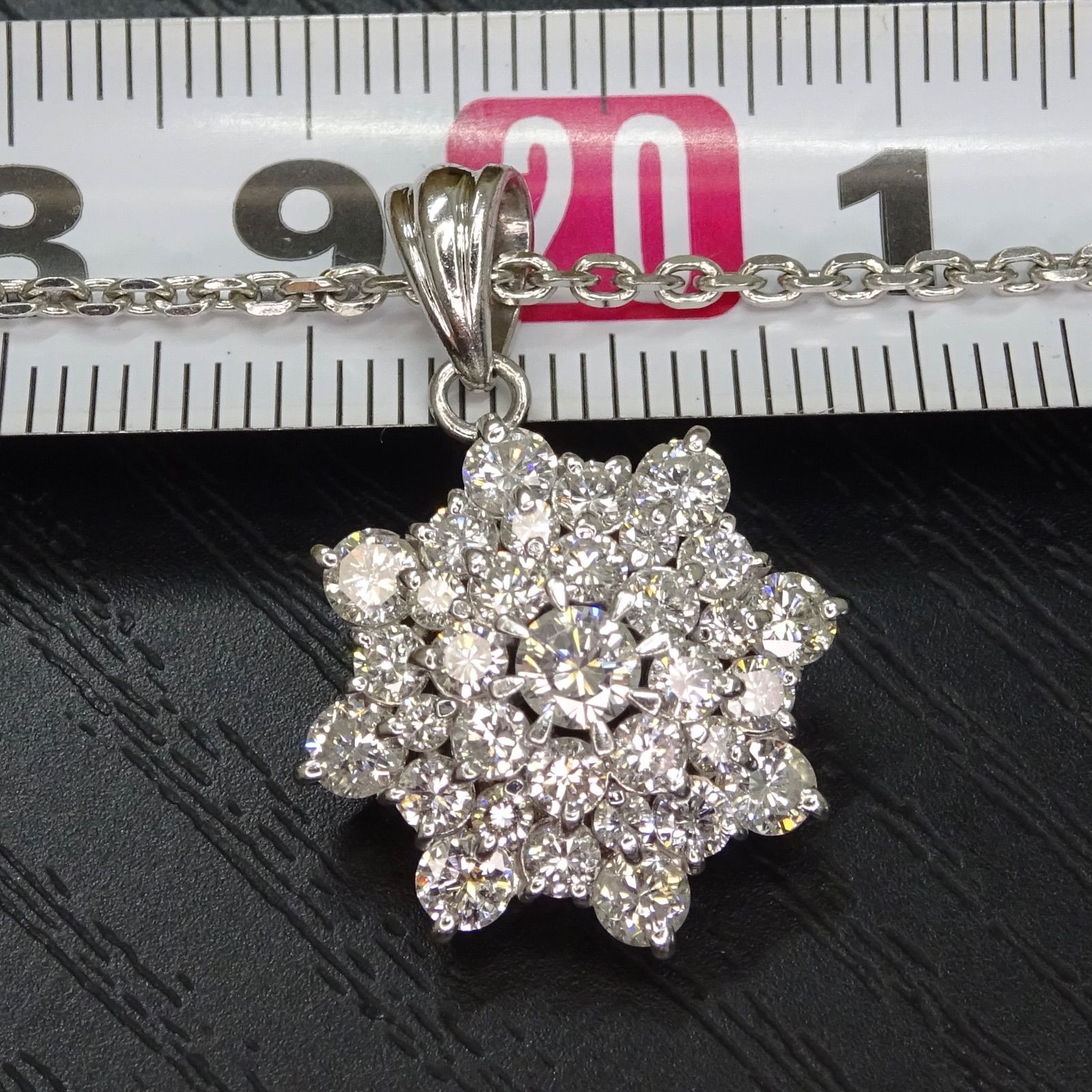 プラチナ pt900 pt850 天然ダイヤモンド 2.16ct トップ ネックレス 