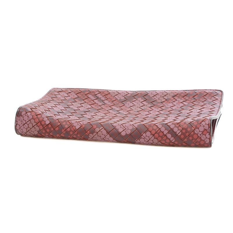 ボッテガヴェネタ イントレチャート ポーチ レザー パイソン レッド 赤 BOTTEGA VENETA - ボッテガヴェネタ イントレチャート パイソン