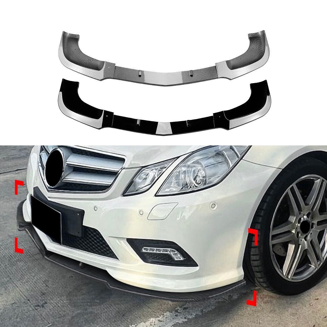 フロントリップスポイラー 外装パーツ スポーツ系 ベンツEクーペ C207 前期 2009-2012 AMGライン用 エアロ 前唇 ピアノブラック|カーボン調
