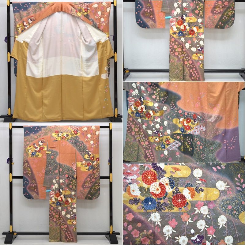 振袖 7点セット かすみ 吉祥花文 本金箔 たたき染め 京友禅 洗朱 さん 