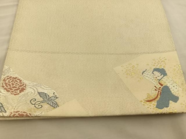平和屋着物◎太鼓柄袋帯 童子遊び 金銀糸 正絹 逸品 BAAT5650xa