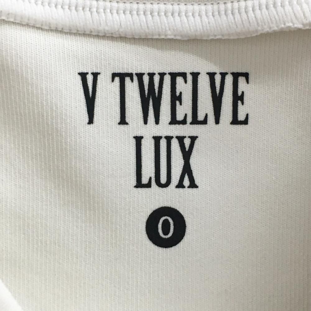 美品　V12 半袖　ゴルフハイネックシャツ 美品】V12 LUX 半袖ハイネックシャツ 白×黒 袖口ロゴ メンズ 0(S