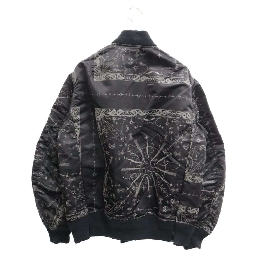 Sacai (サカイ) 20AW×Dr.Woo BANDANA PRINT MA-1 BOMBER JACKET×ドクターウー バンダナ プリント MA -1 ボンバー ジャケット ブラック 20-02329M - メルカリ