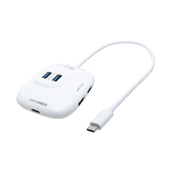人気，品質保証 ナカバヤシ ミヨシUSB PD対応Type-C USB3.2Gen1ハブ 4ポート ホワイト UDS-HH01P／WH 1個 スイッチングハブ