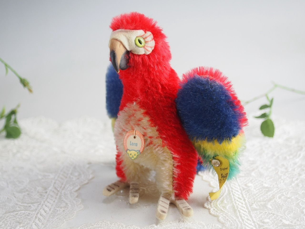 シュタイフ☆Parrot Lora 12cm オールID's完品☆オウムのローラ