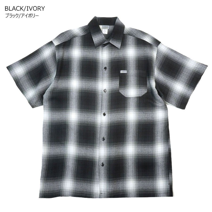 CALTOP キャルトップ カルトップ メンズ シャツ 2000 OMBRE SHORT SLEEVE SHIRTS オンブレショートスリーブシャツ ブラックxアイボリー