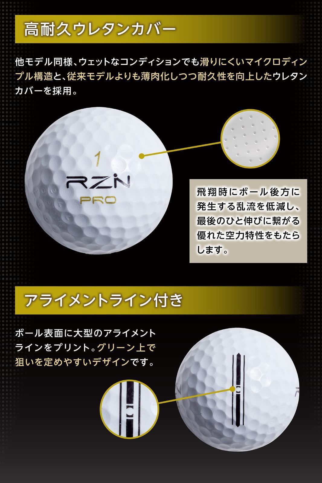 色: ホワイト】RZN Golf ゴルフボール 4ピース PRO-BOX 1ダ - KK